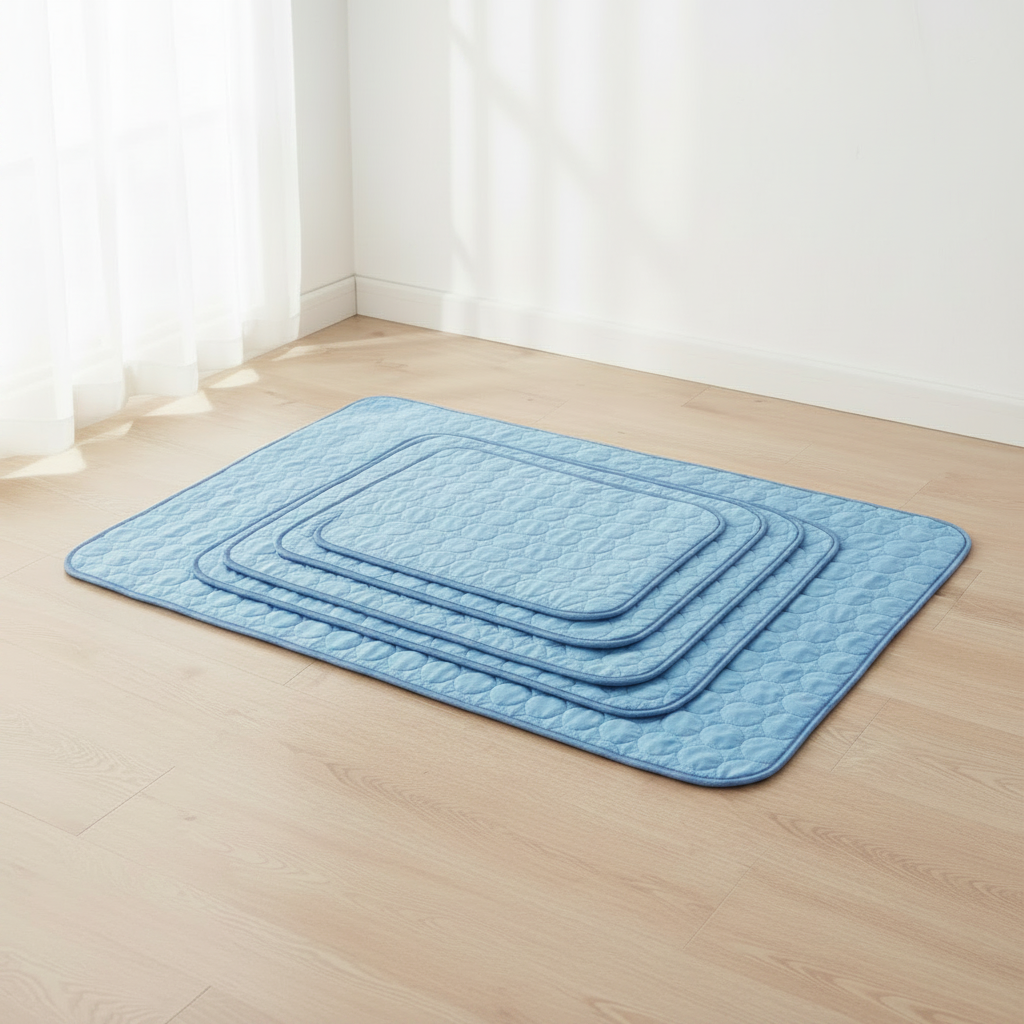 Stacked blue mats